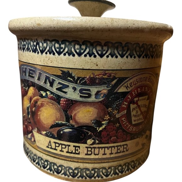 H.J. Heinz Apple Butter Crock Stoneware Jar Pittsburg USA Keystone Pickling Lid - Picture 1 of 10